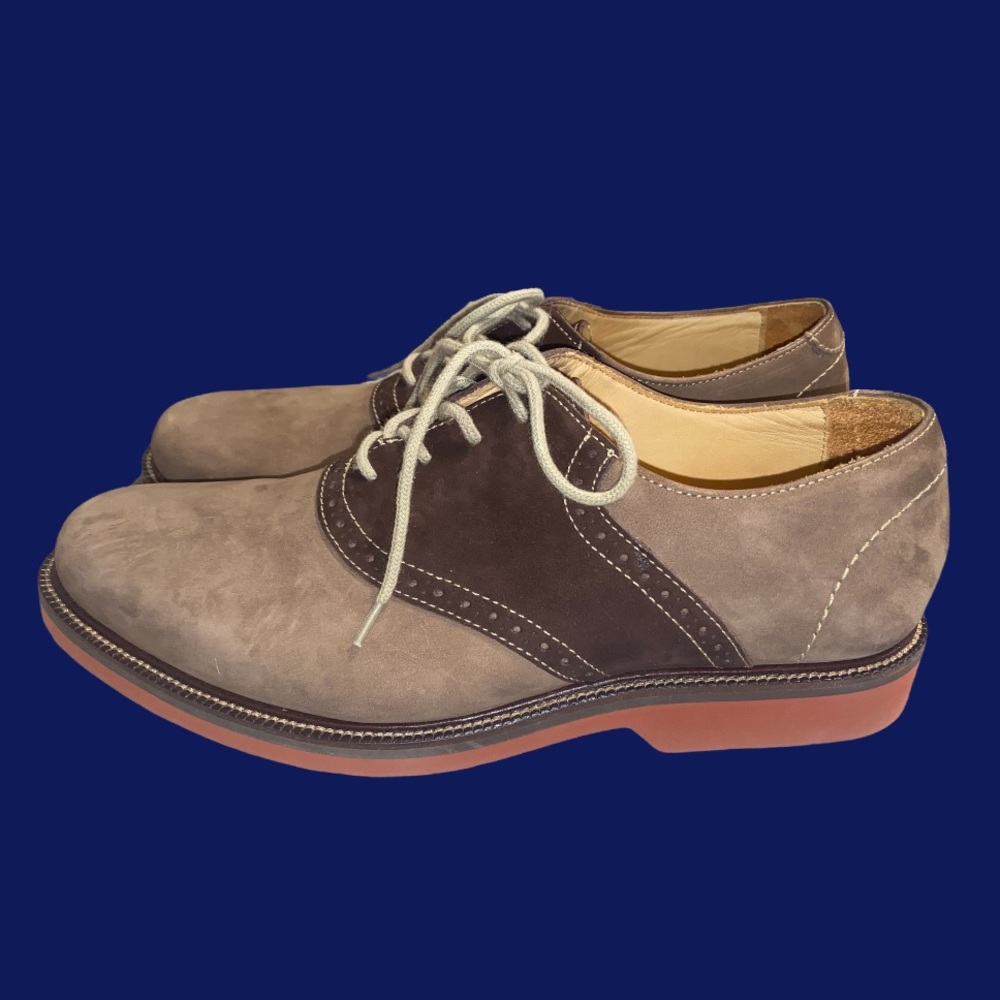 COPY - 1901 Mens oxford ‘Saddle up’ in color sand/chocolate brown, size 8 m - Picture 3 of 9